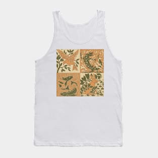 Woodcut Bird, Lizard, Fish, Rabbit Tank Top